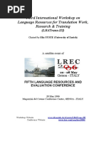 Third International Workshop On Language Resources For Translation Work, Research & Training