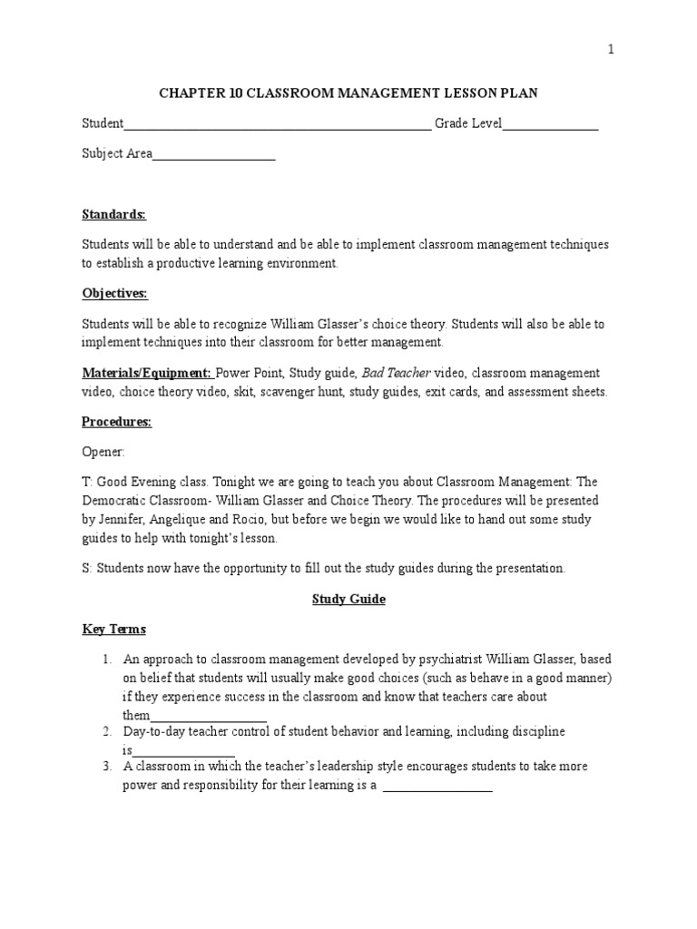 Edu 201 Final CH 10 Lesson Plan Outline For Presentation | PDF ...
