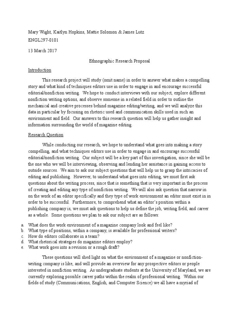 ethnographic research paper pdf