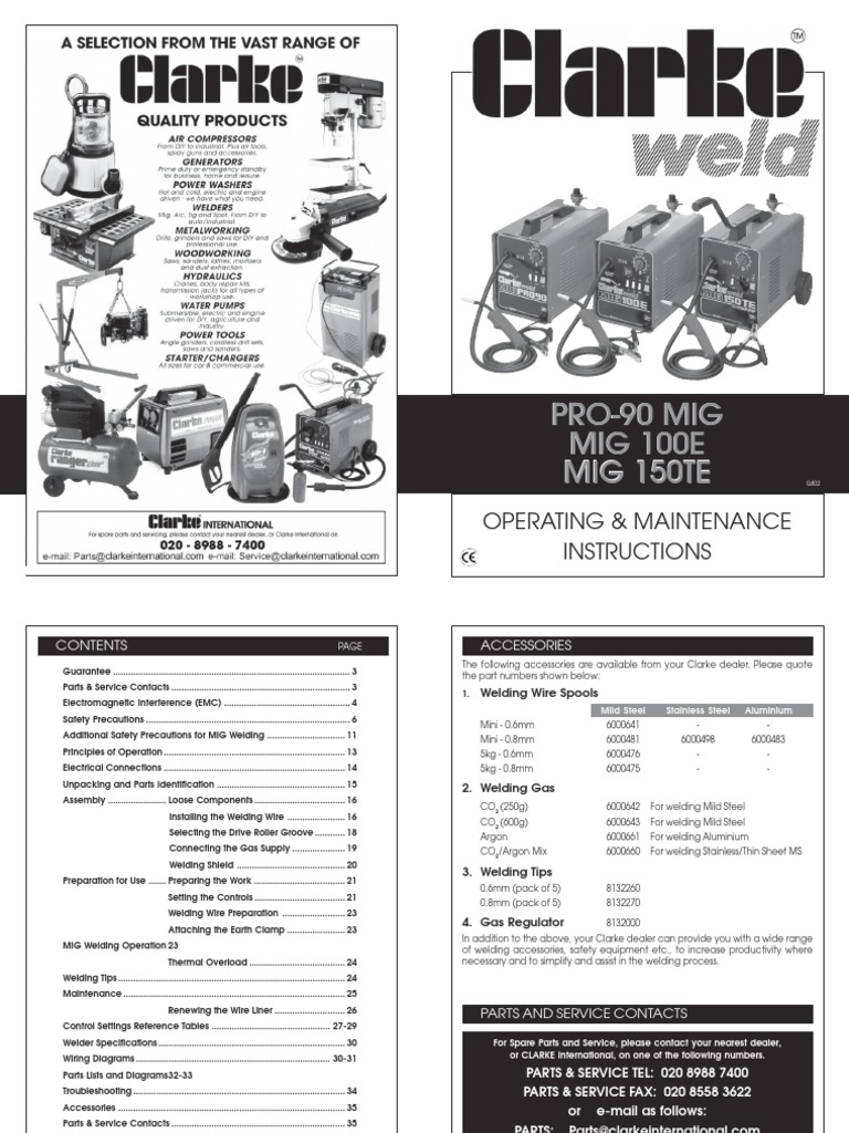 Clarke 100e Mig Welder PDF Welding Construction
