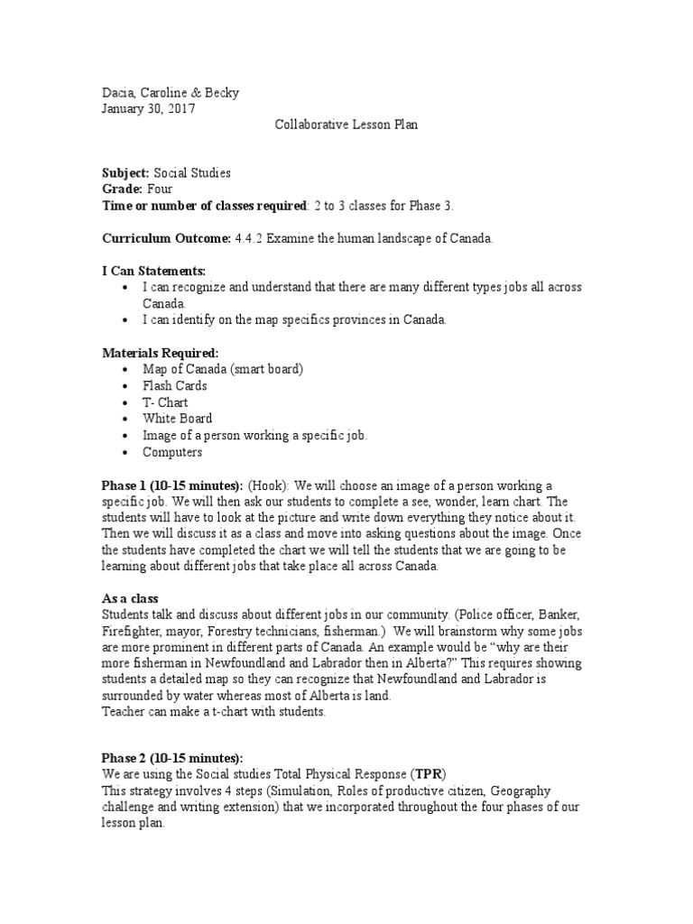 Social Studies Lesson Plan PDF Lesson Plan Education Theory