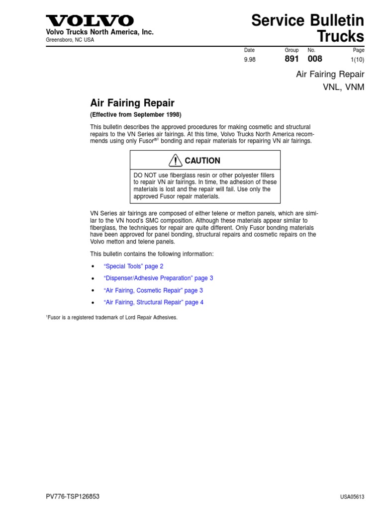 Service Bulletin Trucks Volvo | PDF