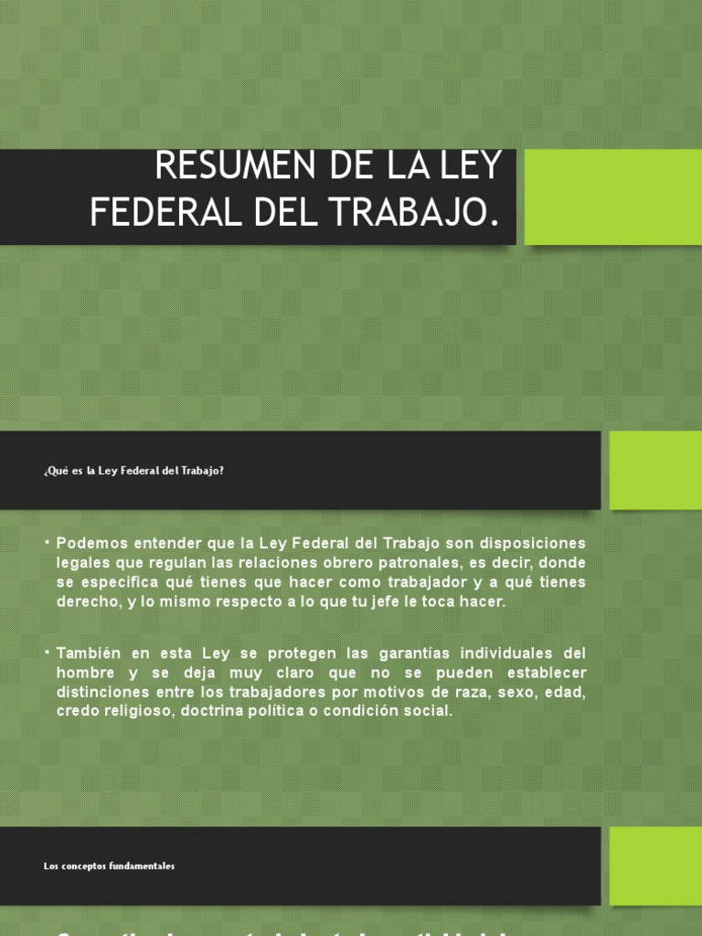 Resumen de la Ley Federal del Trabajo | PDF | Derecho Constitucional ...