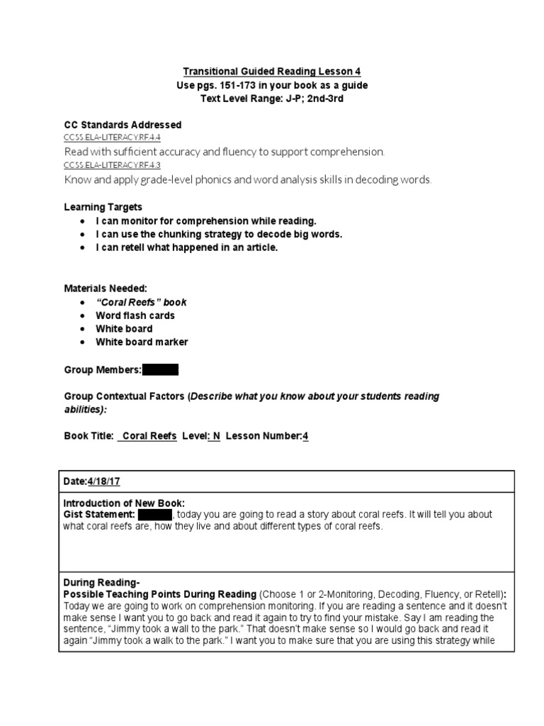Day 4 Lesson Plan | PDF | Reading Comprehension | Psychological Concepts