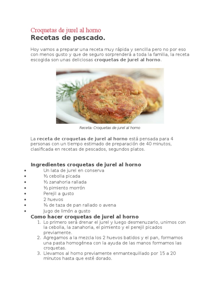Croquetas de Jurel al Horno Fáciles | PDF | Hogar, jardinería y bricolaje |  Salud y bienestar, image size:768x1024