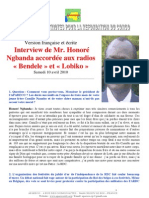 Interview de Mr. Honoré Ngbanda accordée aux radios « Bendele » et « Lobiko » Samedi 10 avril 2010 
