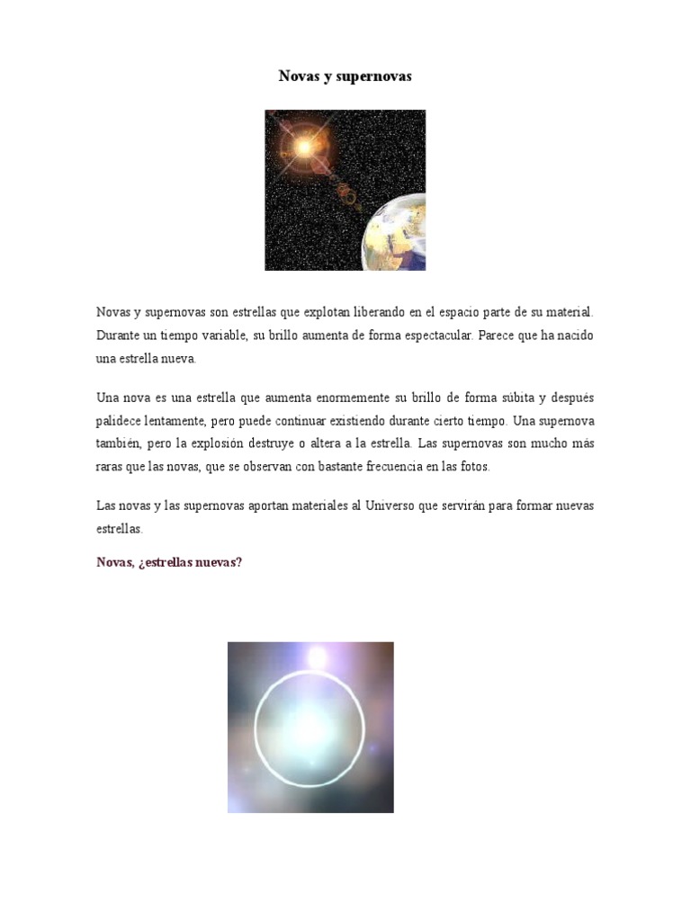 Novas y Supernovas | PDF | Supernova | Estrellas