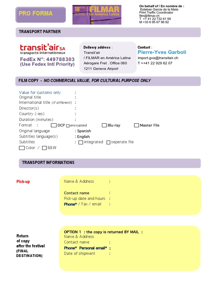 Film Copy Transport Instructions | PDF | Business