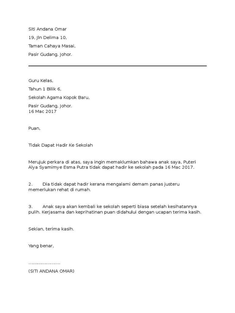 Contoh Surat Cuti Sakit Pdf