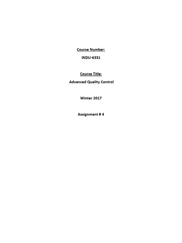 Advanced Quality Control Assignment | PDF | Statistics | Hypothesis