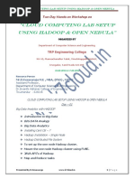 Cloud Computing Lab Setup Using Hadoop & Open Nebula