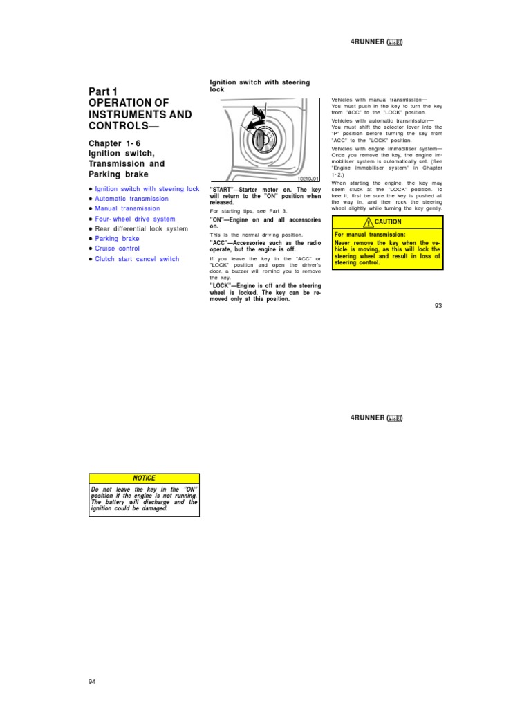 4Runner Instrument and Control Guide | PDF | Manual Transmission ...