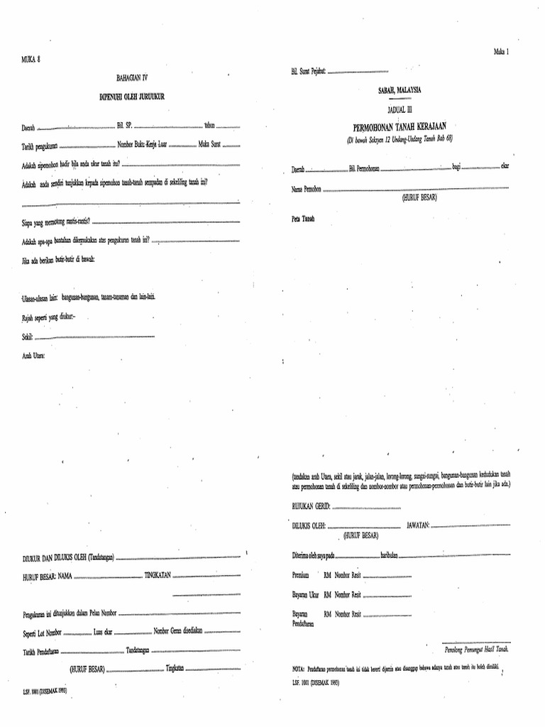 Borang Permohonan Tanah Kerajaan Sabah Pdf