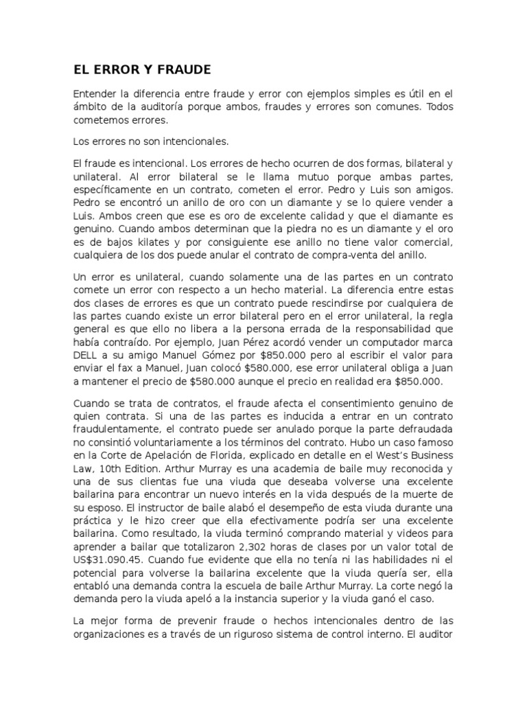 El Error y Fraude | PDF | Contralor | Contabilidad