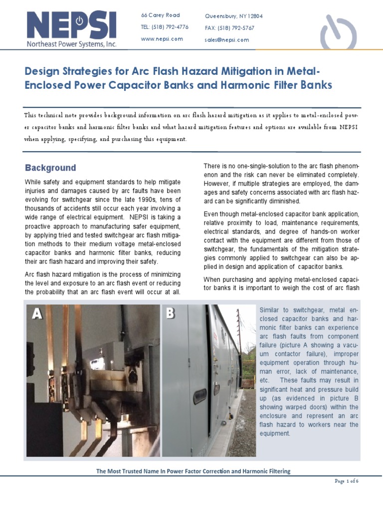 Arc Flash Hazard Mitigation in MetalEnclosed Power Capacitor Banks and