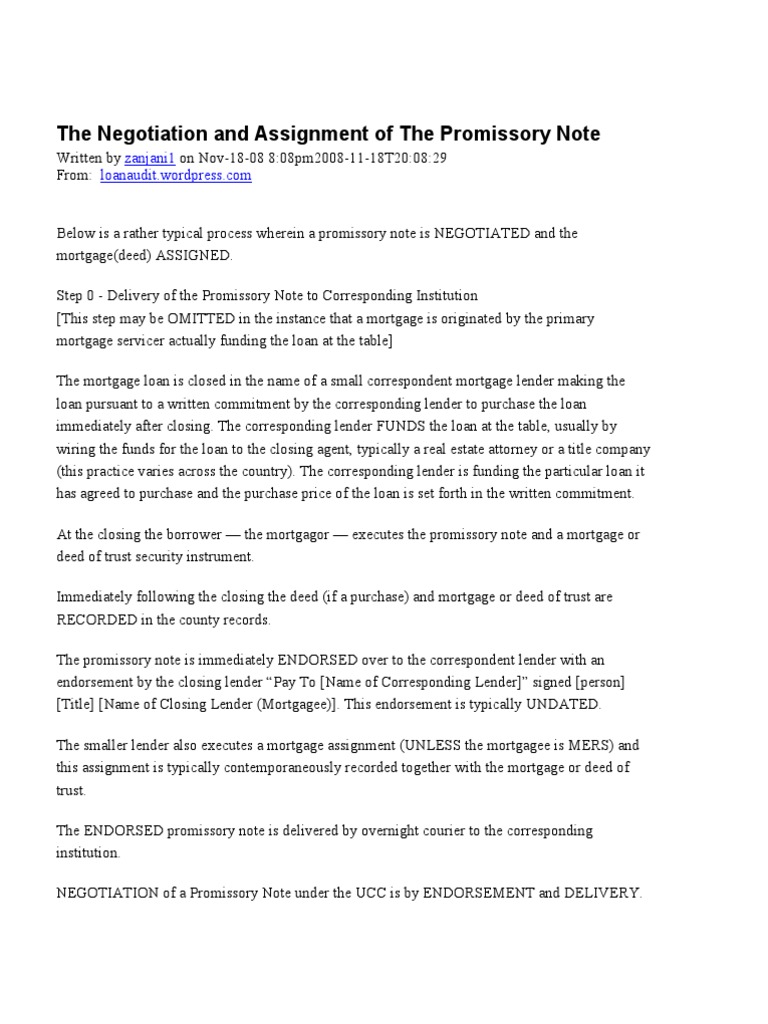 Assignment of promissory note to trust form image