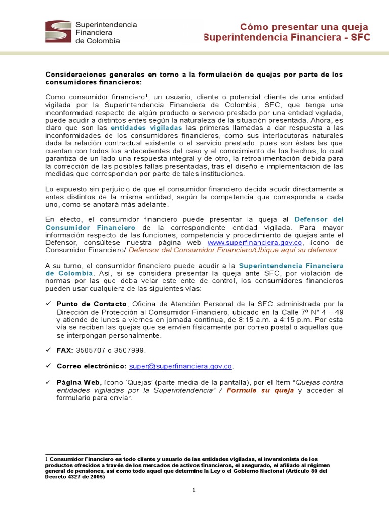 Cómo presentar quejas en SFC | PDF | Red mundial | Internet y web