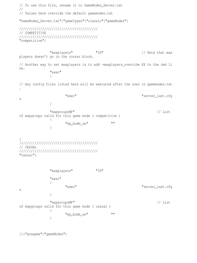Gamemodes Server Txt.example PDF Text File Computer Architecture