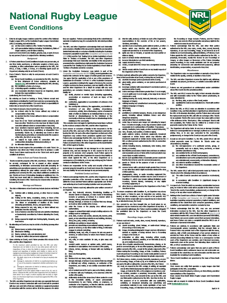 Conditions of Entry NRL | PDF | Negligence | Personally Identifiable ...