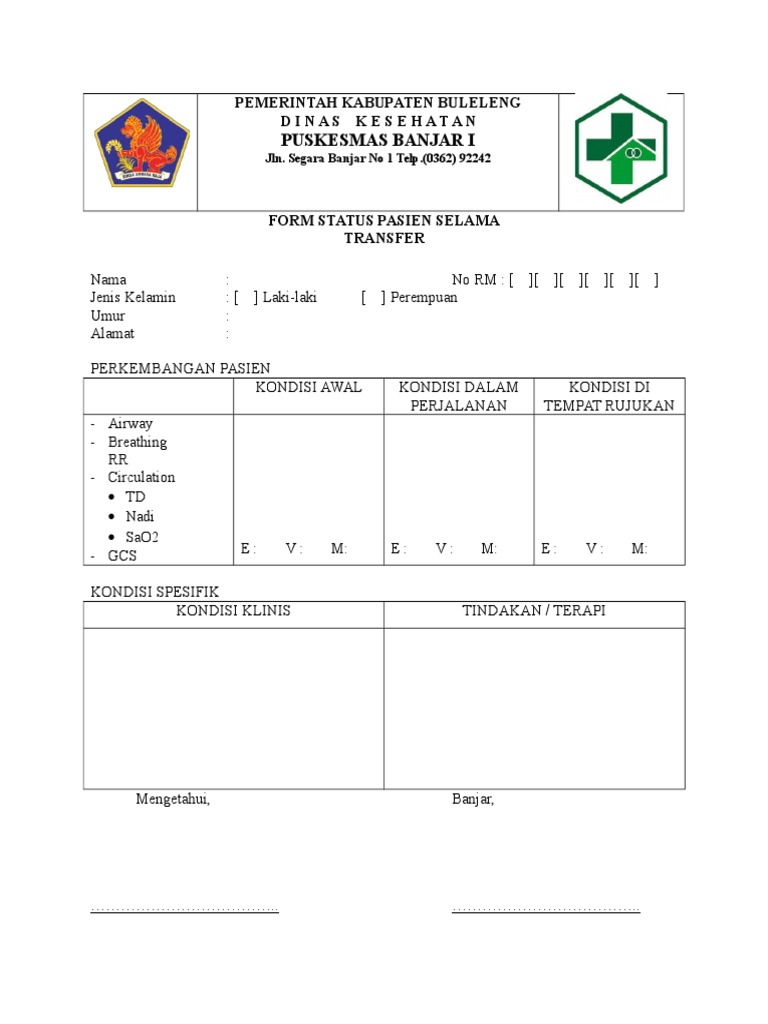 Formulir Status Pasien Rujukan | PDF