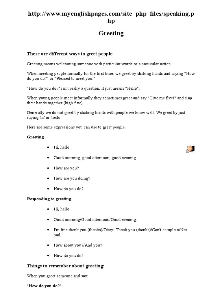 1 Greeting | PDF | Syntax | Grammar