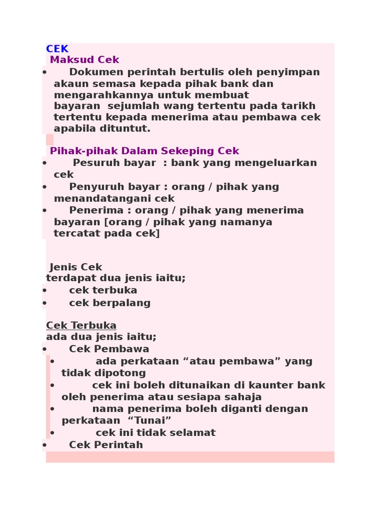 Maksud Cek
