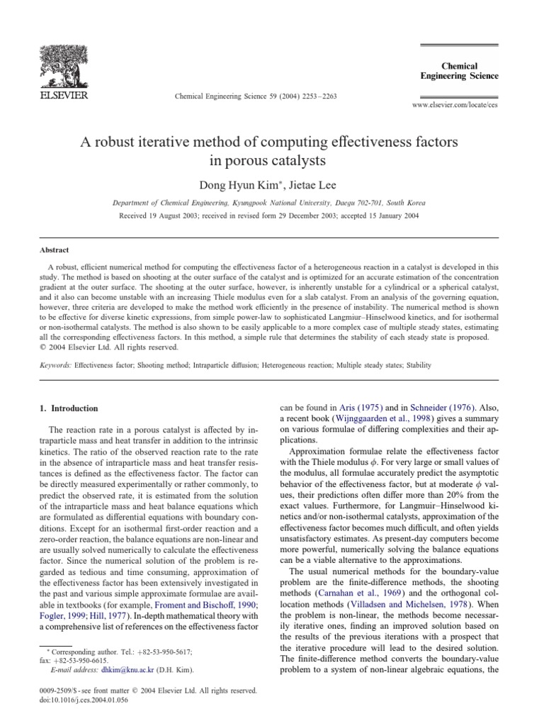A Robust Iterative Method of Computing Effectiveness Factors in Porous ...