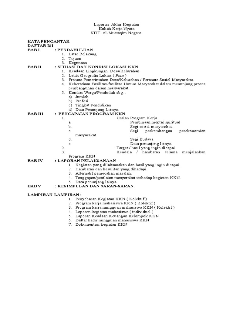 Contoh Penulisan Laporan Hasil Kegiatan Doc
