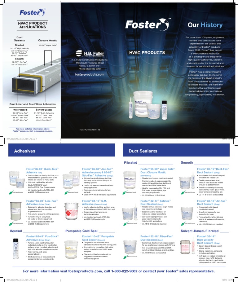 2015 Foster HVAC Selection Guide PDF Duct (Flow) Adhesive