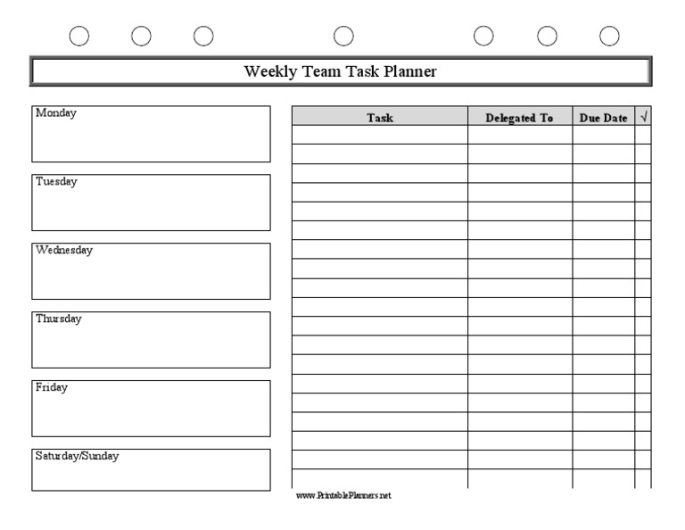 Weekly Team Task Planner Template | PDF | Career & Growth