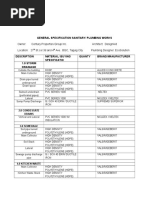 General Specifications Sanitary Plumbing