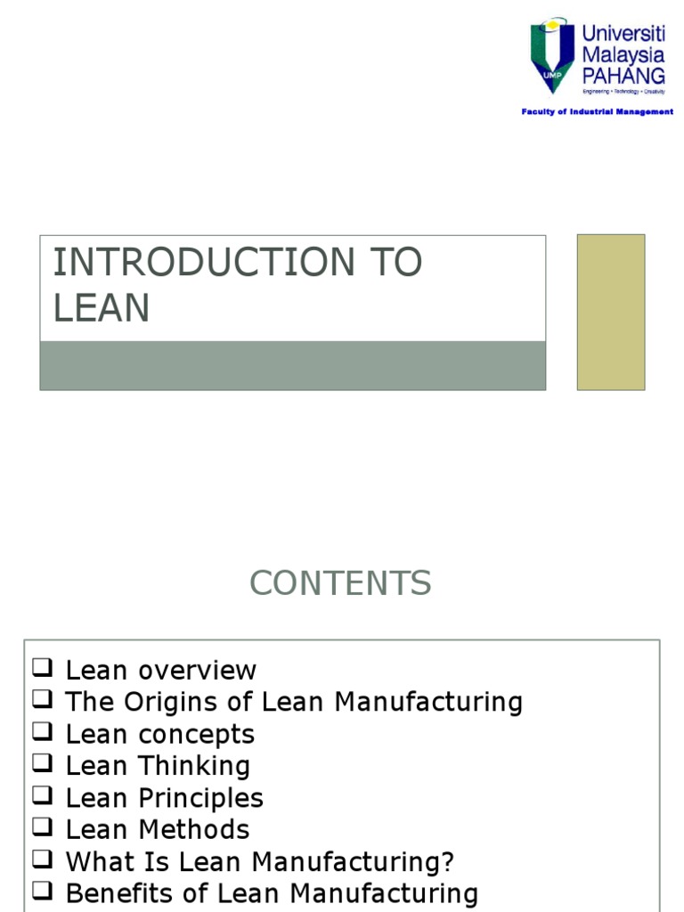 Lean Manufacturing Overview and Principles | PDF | Lean Manufacturing ...