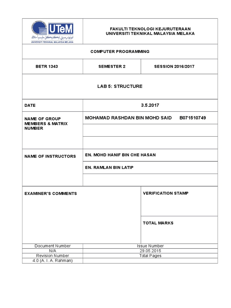 Lab Report: Computer Programming Structure | PDF | Computer Programming ...