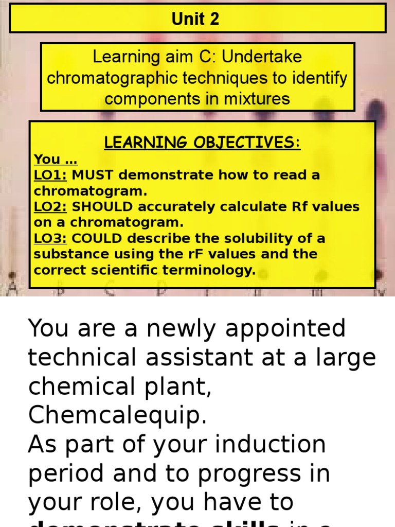 Lesson 1 Introduction Thin Layer Chromatography Chromatography