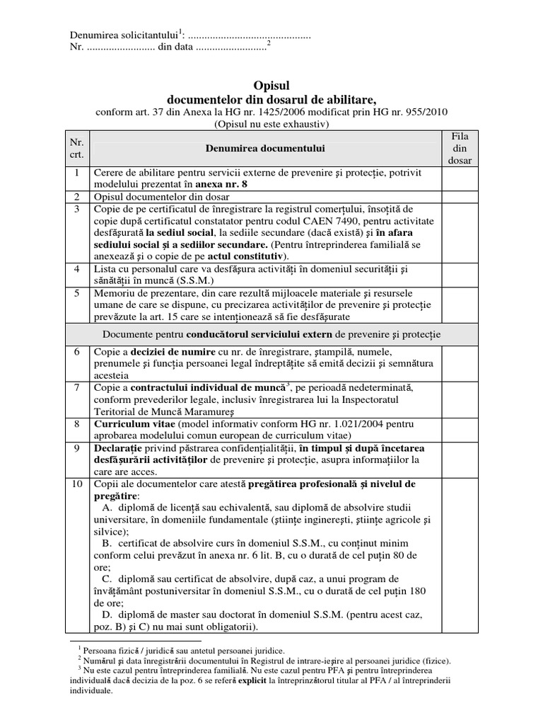 2 - Opis Dosar Abilitare | PDF