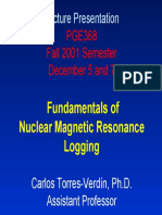 PGE368 Lecture on Fundamentals of Nuclear Magnetic Resonance Logging