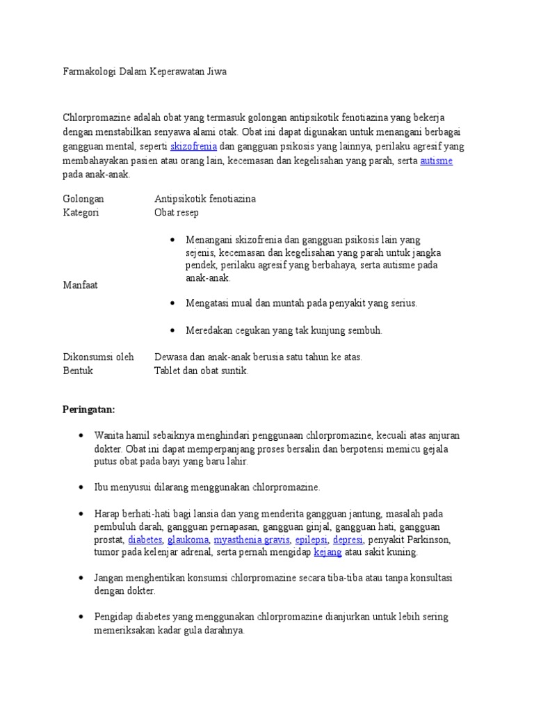 Chlorpromazine Adalah Obat Yang Termasuk Golongan Chlorpromazine Adalah Obat Yang Termasuk Golongan