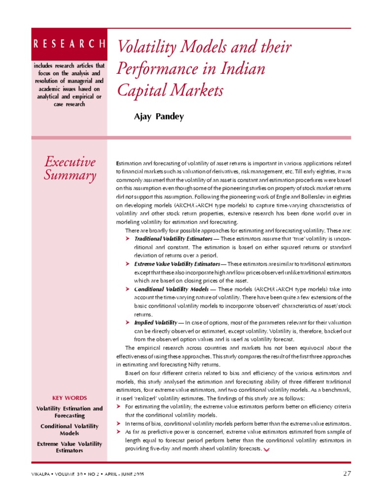 Volatility - Estimation - Indian Market | PDF | Volatility (Finance ...