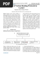 A Review of Various Routing Protocols in VANET