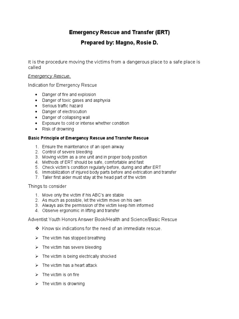 Emergency Rescue Transfer Methods | PDF | Wellness | Medical