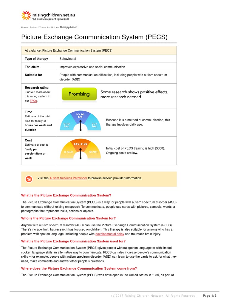 Picture Exchange Communication System (PECS) | PDF | Autism | Autism ...