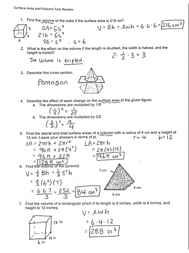 Unit 14 Sa Volume Test Review Answer Key