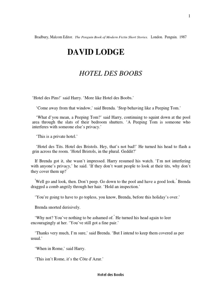 David lodge hotel des boobs