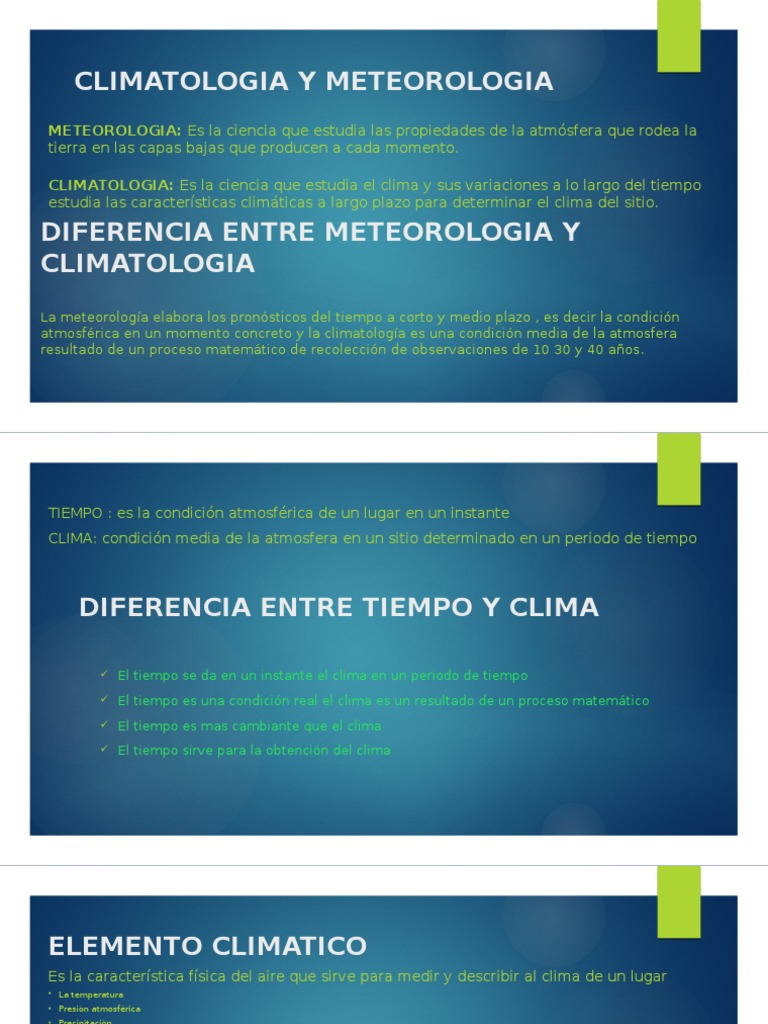 Diferencias entre Meteorología y Climatología | PDF | Clima | Meteorología