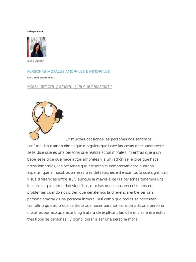 Moral, inmoral y amoral: diferencias clave | PDF | Moralidad ...