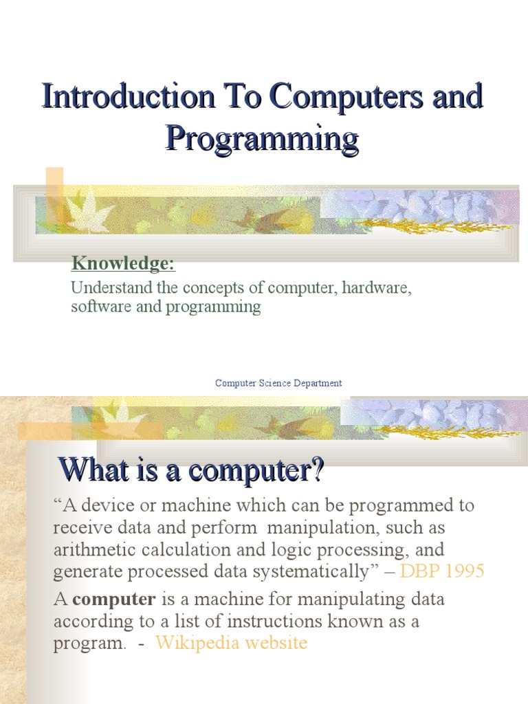 Introduction To Computers and Programming | PDF | Computer Data Storage ...