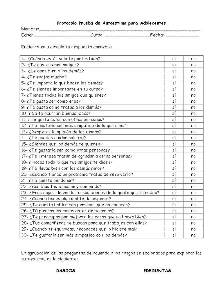 Protocolo de Autoestima para Adolescentes | PDF | Sicología | Ocio