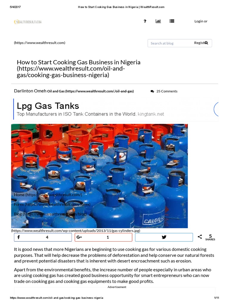 How To Start Cooking Gas Business in Nigeria WealthResult PDF