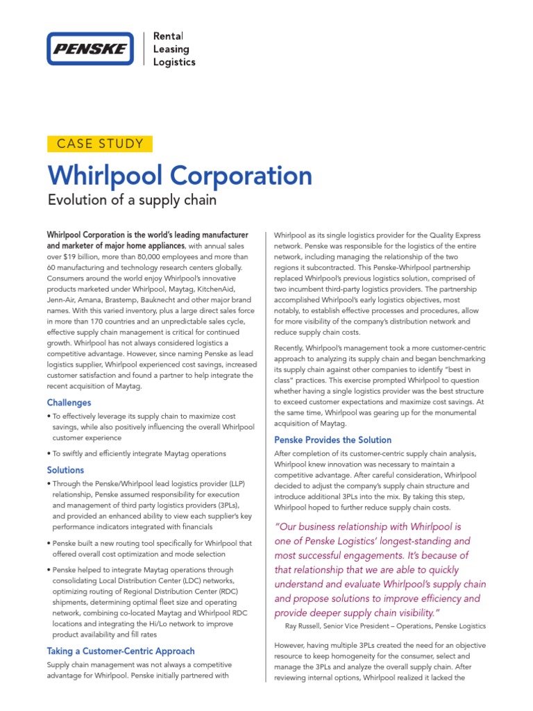 06 Whirlpool Case Study PDF Supply Chain Logistics