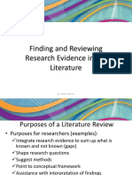 Finding and Reviewing Research Evidence in The: Literature